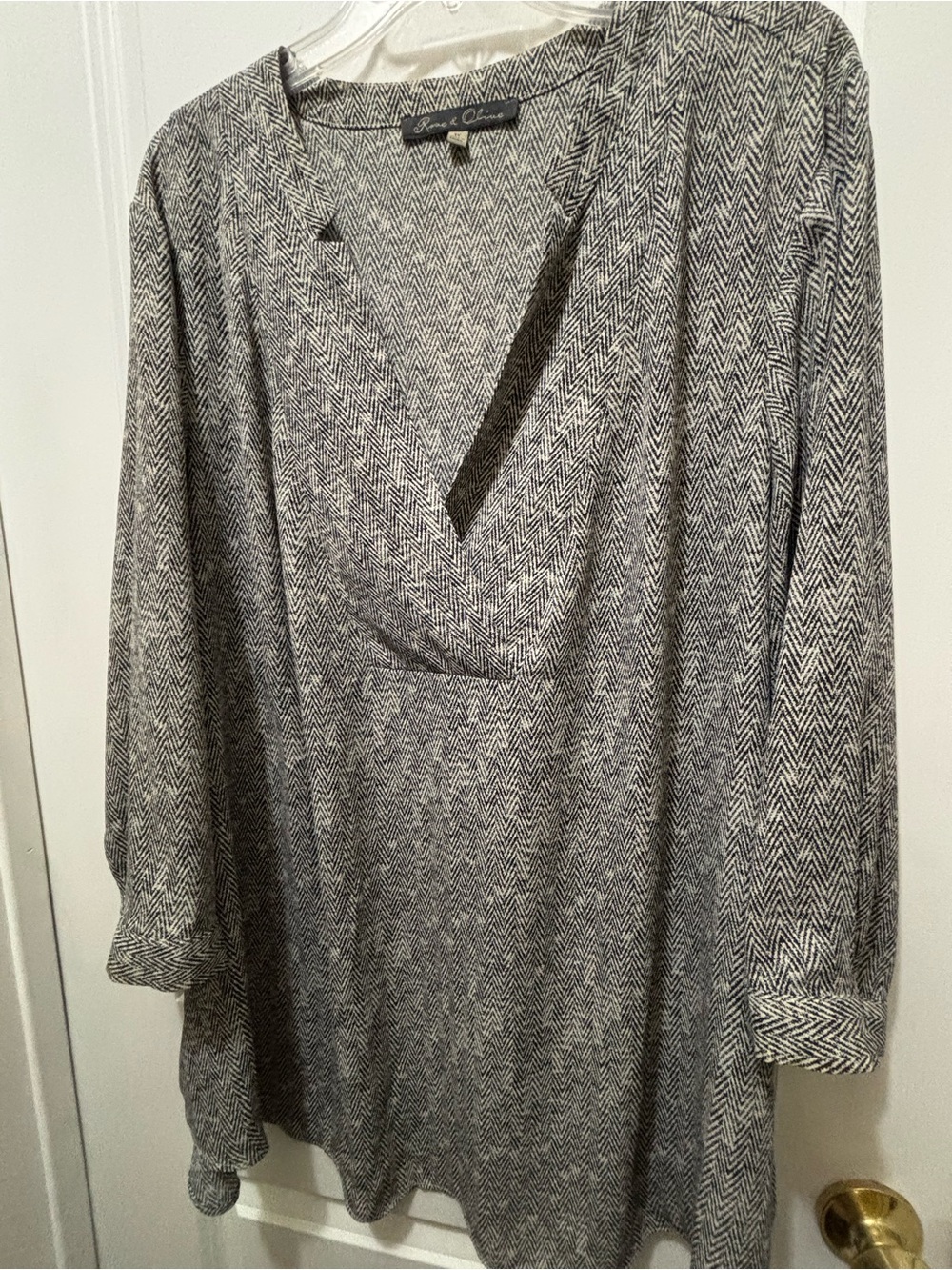 Rose & Olive Black and Cream Herringbone Top